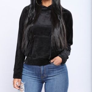 Fashion Nova Velour Pullover Hoodie